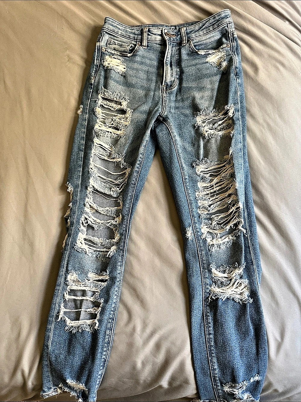 American Eagle Curvy Highest Rise Jegging Distressed Blue Jeans Waist 2